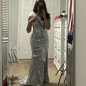 Silver prom dress